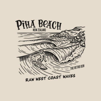 Piha Beach T-Shirt – Wild West Coast Vibes Design
